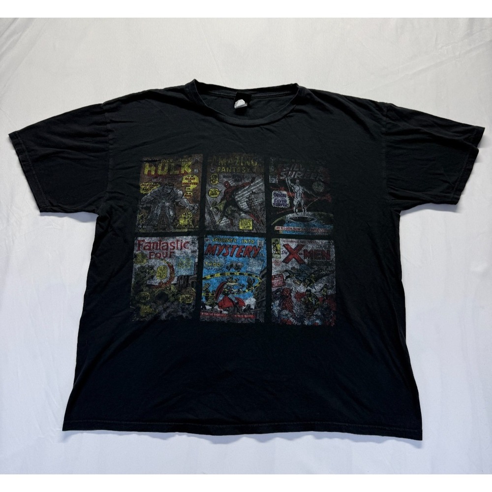 VTG Mad Engine Marvel T Shirt‎ Mens XL Black Graphic Print Hulk Spiderman X-Men